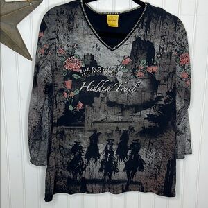 Katina Marie Old West 3/4 Sleeve Top Size Large